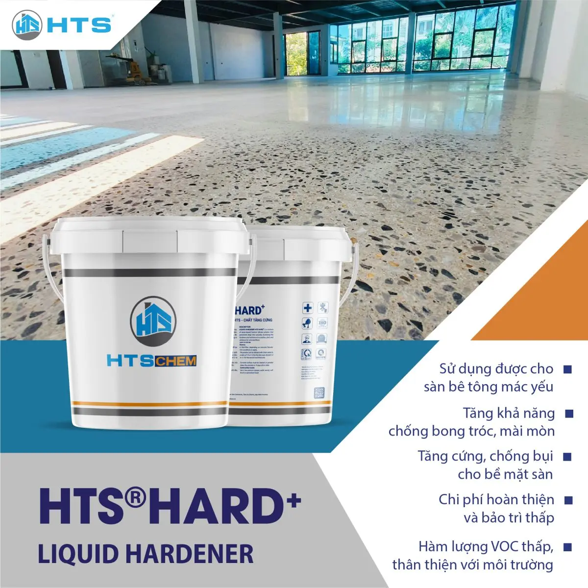 Sàn bê tông bền chắc hơn với HTS HARD+ – Sản phẩm hàng đầu giúp tăng cường độ cứng và tuổi thọ cho sàn nhà bạn