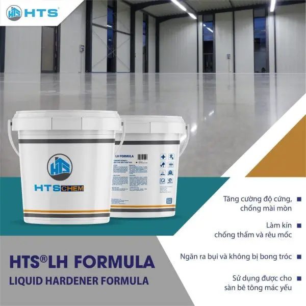 HTS® LH FORMULA là hóa chất làm cứng sàn chuyên dụng, giúp tăng độ bền, chống mài mòn và duy trì bề mặt sàn bê tông luôn bền đẹp, phù hợp cho sàn bê tông chịu lực cao