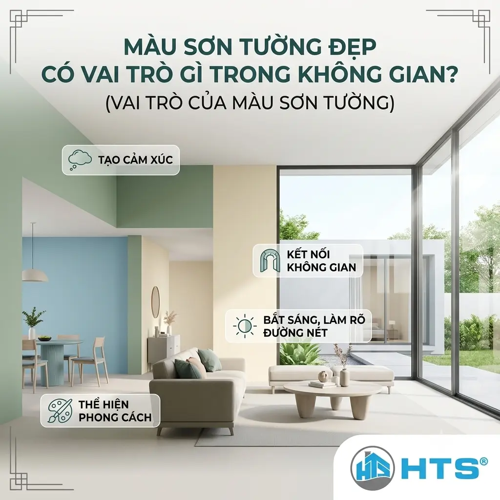 Màu sơn tường đẹp giúp tạo điểm nhấn, cân bằng tổng thể và mang đến cảm giác hài hòa cho không gian