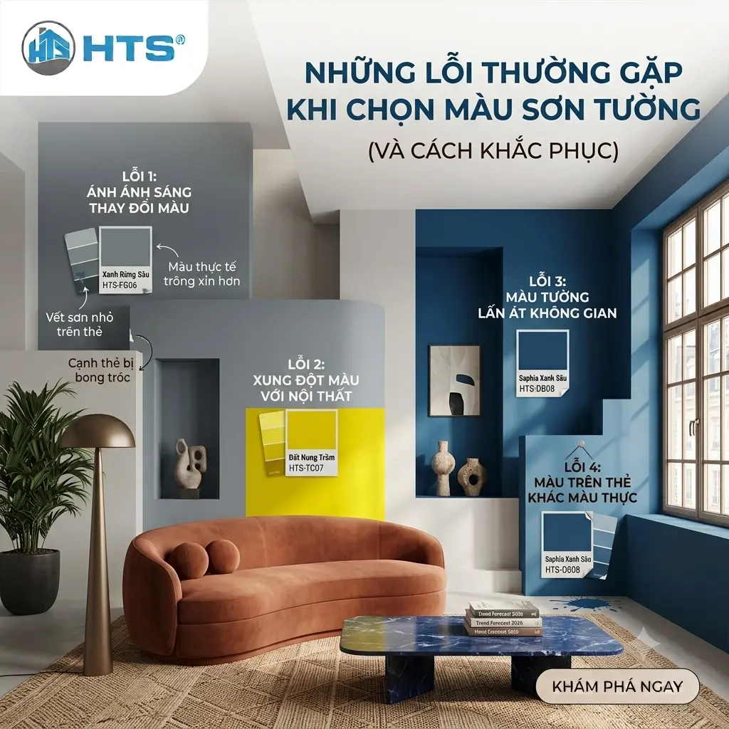 Những lỗi thường gặp khi chọn màu sơn tường có thể ảnh hưởng đến sự hài hòa và thẩm mỹ của không gian